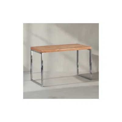 KADIMA DESIGN Schreibtisch ISEN: Massivholz, Landhausstil, verchromtes Metallgestell, 50 kg Belastung