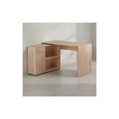 KADIMA DESIGN Schreibtisch mit Regal-Platte: Integriertes Regal, flexibel aufstellbar, Melaminharz-Beschichtung, Schublade/Tür – Sonoma, 120x106,5x75,5 cm