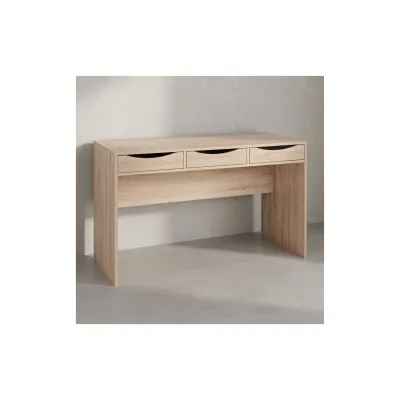 KADIMA DESIGN Schreibtisch Sonoma Eiche mit Schubladen - Praktische Blende, Stauraum, Stabile Seitenwände, Anti-Rutsch Pads, KADIMA DESIGN