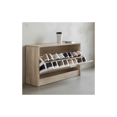 KADIMA DESIGN Schuhkipper aus Holz in Beige mit Ablagefach und 1 Staufach – kompakt & funktional