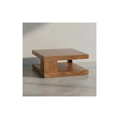 KADIMA DESIGN Sheesham Wohnzimmertisch Massiv, Quadratisch, 90x90 cm, Einzigartiges Unikat