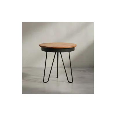 KADIMA DESIGN Sheeshamholz Metall Beistelltisch im Industrial-Stil, vielseitig einsetzbar, stabil.