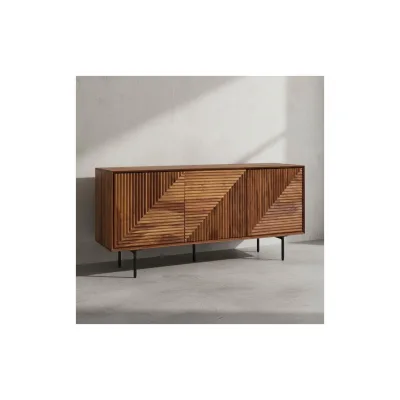 KADIMA DESIGN Sideboard aus Sheesham Massivholz und Metall, Modernes Design, 148x72x40 cm, mit 3 Türen
