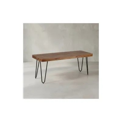 KADIMA DESIGN Sitzbank BALU Massivholz: Landhausstil, 120 cm, Metallbeine, einfache Pflege