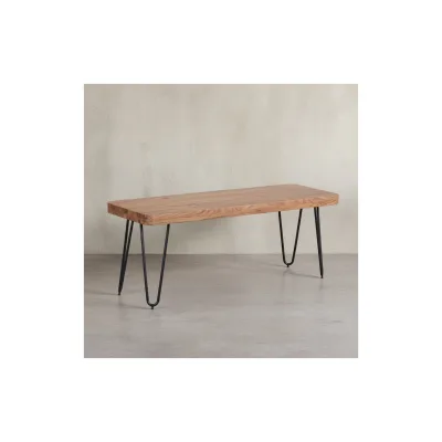 KADIMA DESIGN Sitzbank BALU Massivholz: Landhausstil, 120 cm, Metallbeine, einfache Pflege