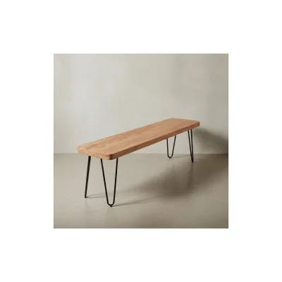 KADIMA DESIGN Sitzbank BALU Massivholz: Landhausstil, 160 cm, Metallbeine, einfache Pflege