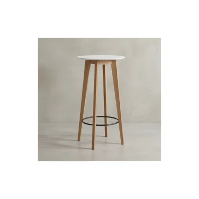 KADIMA DESIGN Skandinavischer Bartisch, Eichenholz, runde Tischplatte, 50 kg Belastbarkeit.
