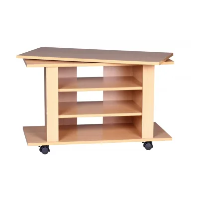 KADIMA DESIGN TV HiFi Bank in Buchenholz, modernes Design, drehbar und rollbar, mit 3 Ebenen, perfekt für Wohnbereiche