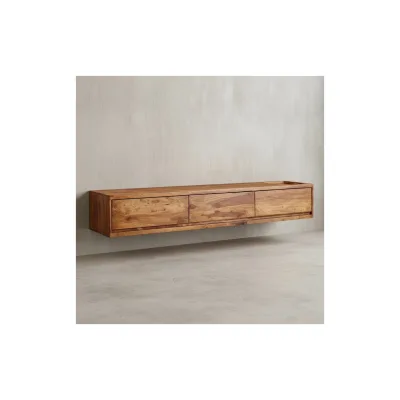 KADIMA DESIGN TV-Kommode zum Aufhängen, Sheeshamholz, bis 65 Zoll, 3 Schubladen