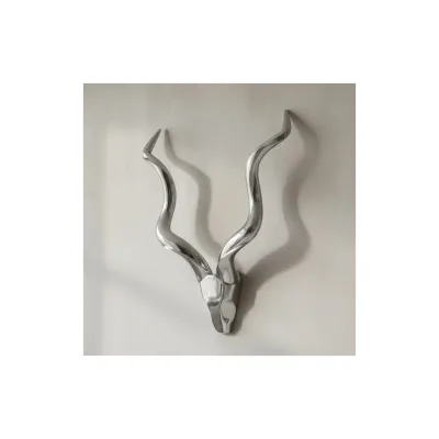 KADIMA DESIGN Wanddekoration Hirschgeweih in Silber, modernes Design, aus poliertem Aluminium, 80x110 cm, handgefertigt und einzigartig