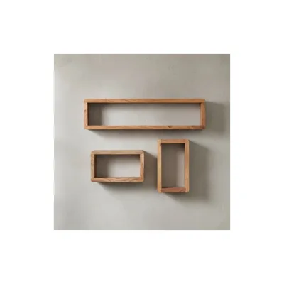 KADIMA DESIGN Wandregal Set TEKO CUBES: 3-teilig, abgerundete Ecken, hohe Belastbarkeit, Massivholz