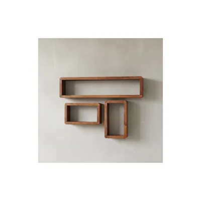 KADIMA DESIGN Wandregal Set TEKO CUBES: 3-teilig, abgerundete Ecken, hohe Belastbarkeit, Massivholz