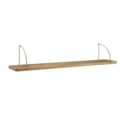 KADIMA DESIGN Wandregal TEVERE: Industrie-Stil, Mango Massivholz/Eisen, 120x25x22 cm.