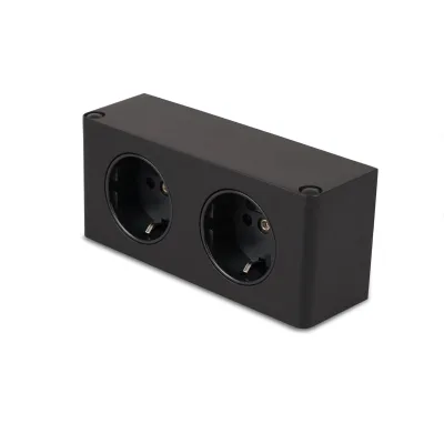 kalb   2-fach Steckdosenleiste zur Montage, 2x 230V Steckdose 140x46x62.5 mm, Anschlusskabel mit Stecker, schwarz