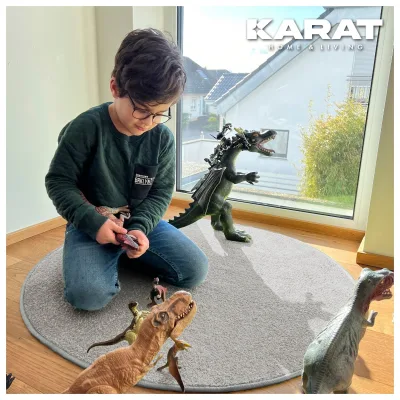Karat homeliving Kinderspielteppich   Crocodile   Rund   Silbergrau