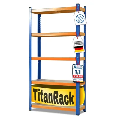 karatcommercial Schwerlastregal Grizzly   Blau-Orange   Höhe: 220 cm   Breite: 120 cm