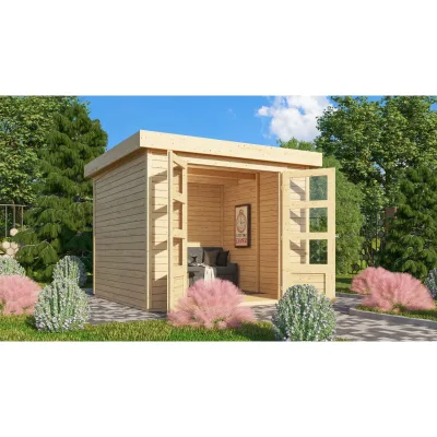 Karibu Gartenhaus "Calabar 2" SET naturbelassen mit Boden, Dachbahn