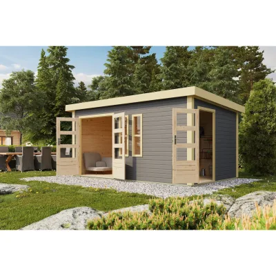 Karibu Gartenhaus Goldbach Flachdach 38 mm Wandstärke