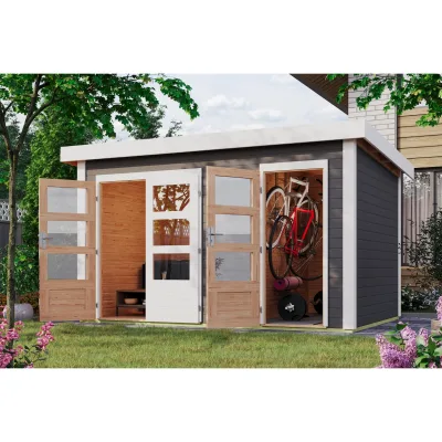 Karibu Gartenhaus Goldbach Flachdach 38 mm Wandstärke