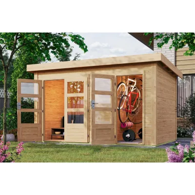 Karibu Gartenhaus Goldbach Flachdach 38 mm Wandstärke