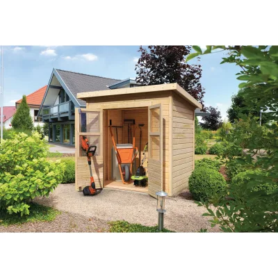 Karibu Gartenhaus "Kano 2" SET   naturbelassenes Holz aus nordischer Fichte
