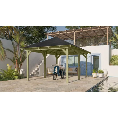 Karibu Pavillon "Jalingo 2" SET kdi mit Schindeln schwarz