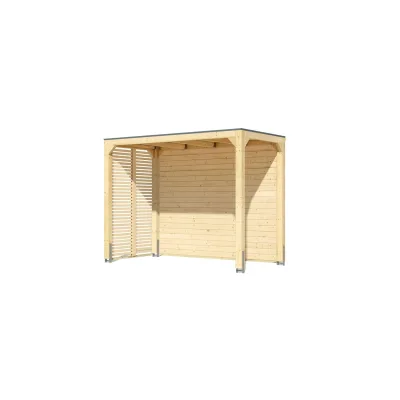Karibu Promajna small Pavillon halb mit Rückwand und 2 Lamellenwänden