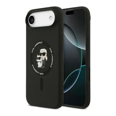 Karl Lagerfeld Apple iPhone 17 Air Silicone Karl&Choupette Ring MagSafe Schwarz