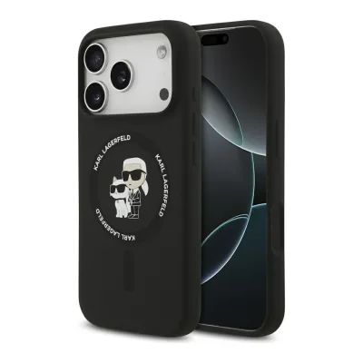 Karl Lagerfeld Apple iPhone 17 Pro Silicone Karl&Choupette Ring MagSafe Schwarz