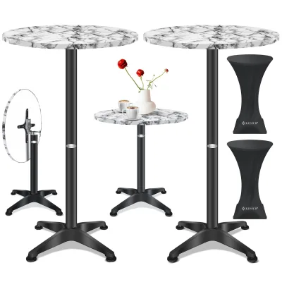 KESSER® 2in1 Stehtisch klappbar Bistrotisch Aluminium Edelstahlplatte   höhenverstellbar   70cm / 115cm   Partytisch Tisch   In- & Outdoor   Hochzeit   Empfangstisch   Klapptisch inklusive Regencover