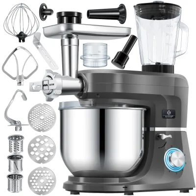 KESSER® 3 in 1 Universal Küchenmaschine K-KM 3000 mit Fleischwolf Knetmaschine Multifuntionale Rührmaschine 5,5L Schüssel mit 3 Rührwerkzeuge 1,5L Entsafter Wurst Set Pasta & Plätzchenformen