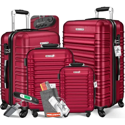 KESSER® 4tlg. Hartschalenkofferset Hartschalenkoffer Reisekoffer Set Reisekofferset Trolley Koffer Inkl. Kofferwaage + Gepäckanhänger Rollkoffer Schloss 4 Rollen ABS-Hartschale Teleskopgriff S-M-L-XL