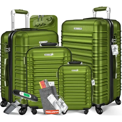 KESSER® 4tlg. Hartschalenkofferset Hartschalenkoffer Reisekoffer Set Reisekofferset Trolley Koffer Inkl. Kofferwaage + Gepäckanhänger Rollkoffer Schloss 4 Rollen ABS-Hartschale Teleskopgriff S-M-L-XL