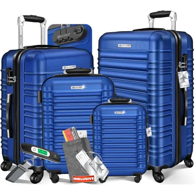 KESSER® 4tlg. Hartschalenkofferset Hartschalenkoffer Reisekoffer Set Reisekofferset Trolley Koffer Inkl. Kofferwaage + Gepäckanhänger Rollkoffer Schloss 4 Rollen ABS-Hartschale Teleskopgriff S-M-L-XL