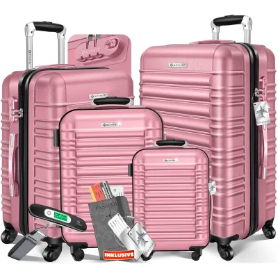 KESSER® 4tlg. Hartschalenkofferset Hartschalenkoffer Reisekoffer Set Reisekofferset Trolley Koffer Inkl. Kofferwaage + Gepäckanhänger Rollkoffer Schloss 4 Rollen ABS-Hartschale Teleskopgriff S-M-L-XL