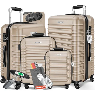 KESSER® 4tlg. Hartschalenkofferset Hartschalenkoffer Reisekoffer Set Reisekofferset Trolley Koffer Inkl. Kofferwaage + Gepäckanhänger Rollkoffer Schloss 4 Rollen ABS-Hartschale Teleskopgriff S-M-L-XL