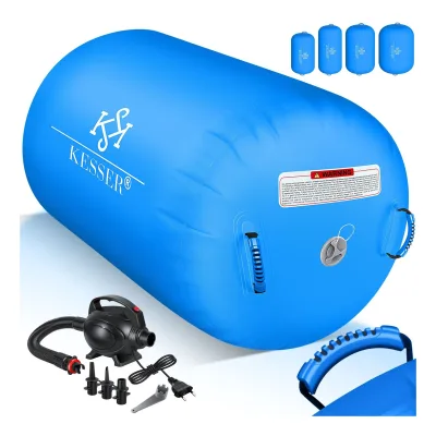 KESSER® Aufblasbare Air Roll Airtrack, Gymnastik-Rolle   inkl. Tragetasche & elektr. Luftpumpe   Barrel Gymnastik Tumbling   Yoga Gymnastik Rolle Gymnastikmatte, Fitnessrolle