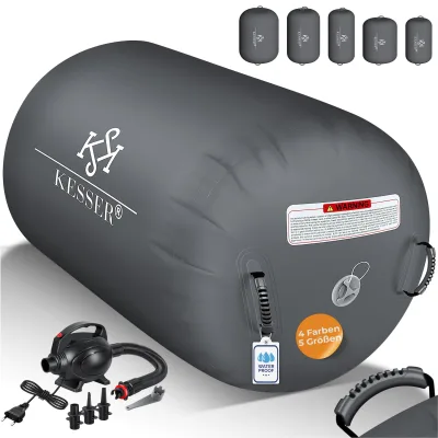 KESSER® Aufblasbare Air Roll Airtrack, Gymnastik-Rolle   inkl. Tragetasche & elektr. Luftpumpe   Barrel Gymnastik Tumbling   Yoga Gymnastik Rolle Gymnastikmatte, Fitnessrolle