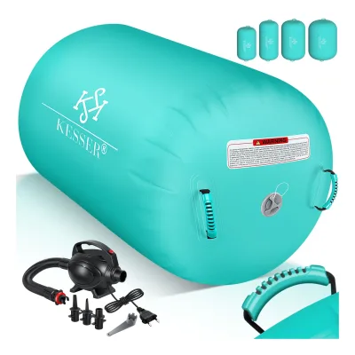 KESSER® Aufblasbare Air Roll Airtrack, Gymnastik-Rolle   inkl. Tragetasche & elektr. Luftpumpe   Barrel Gymnastik Tumbling   Yoga Gymnastik Rolle Gymnastikmatte, Fitnessrolle