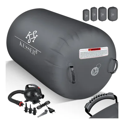 KESSER® Aufblasbare Air Roll Airtrack, Gymnastik-Rolle   inkl. Tragetasche & elektr. Luftpumpe   Barrel Gymnastik Tumbling   Yoga Gymnastik Rolle Gymnastikmatte, Fitnessrolle
