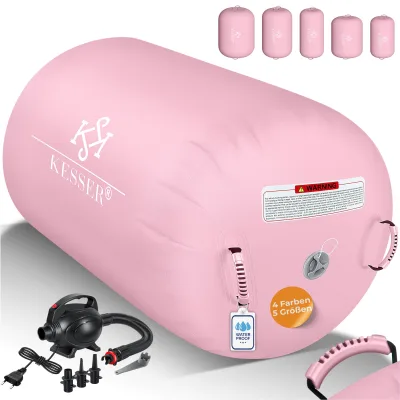 KESSER® Aufblasbare Air Roll Airtrack, Gymnastik-Rolle   inkl. Tragetasche & elektr. Luftpumpe   Barrel Gymnastik Tumbling   Yoga Gymnastik Rolle Gymnastikmatte, Fitnessrolle