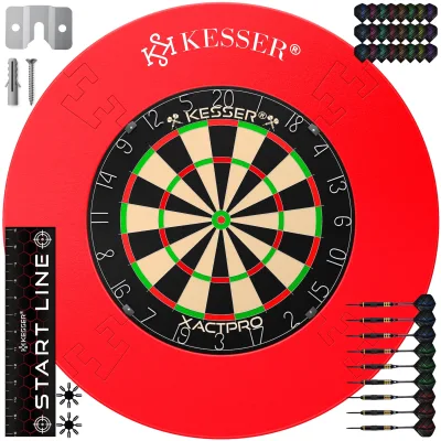 KESSER® Dartscheibe Sisal Professional Dartboard + Zubehör Steeldart Offizielles Dartscheibe Profi Steeldartscheibe - Dartboard inkl. Montageset