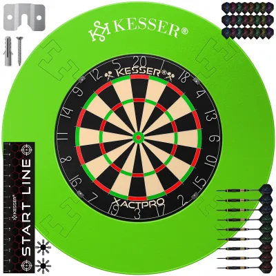 KESSER® Dartscheibe Sisal Professional Dartboard + Zubehör Steeldart Offizielles Dartscheibe Profi Steeldartscheibe - Dartboard inkl. Montageset