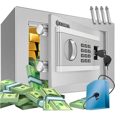 KESSER® Elektr. Tresor   Inkl. Batteriebox   Elektronischer Safe   3x Doppelbolzenverriegelung   Boden Wandtresor   Möbeltresor   Innenbeleuchtung   Panzerschrank Zahlenschloss