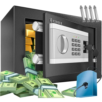 KESSER® Elektr. Tresor   Inkl. Batteriebox   Elektronischer Safe   3x Doppelbolzenverriegelung   Boden Wandtresor   Möbeltresor   Innenbeleuchtung   Panzerschrank Zahlenschloss