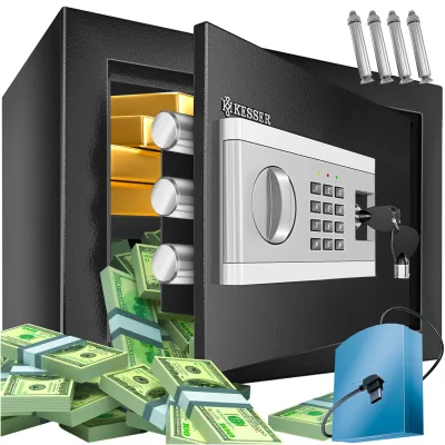 KESSER® Elektr. Tresor   Inkl. Batteriebox   Elektronischer Safe   3x Doppelbolzenverriegelung   Boden Wandtresor   Möbeltresor   Innenbeleuchtung   Panzerschrank Zahlenschloss