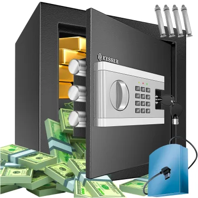 KESSER® Elektr. Tresor   Inkl. Batteriebox   Elektronischer Safe   3x Doppelbolzenverriegelung   Boden Wandtresor   Möbeltresor   Innenbeleuchtung   Panzerschrank Zahlenschloss