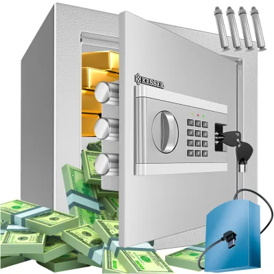 KESSER® Elektr. Tresor   Inkl. Batteriebox   Elektronischer Safe   3x Doppelbolzenverriegelung   Boden Wandtresor   Möbeltresor   Innenbeleuchtung   Panzerschrank Zahlenschloss