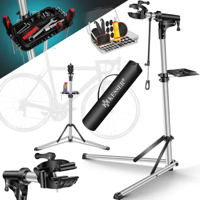 KESSER® Fahrradmontageständer Premium Profi 50kg - 360° drehbar für E-Bike, Mountainbike & Fahrrad, höhenverstellbarer Reparaturständer, mit Werkzeugablage, Tragetasche & Lenkerfixierung