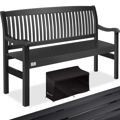 KESSER® Gartenbank Holz Holzbank wetterfest   Für 3 bis 4 Personen   Parkbank aus Massivholz   Sitzbank 320 kg belastbar   Balkonbank Bank für Balkon Terrasse & Garten inkl. Cover